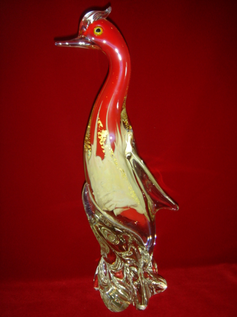 岩津ガラス ペンギン 置物 オブジェ ランプシェード スタンド 工芸品