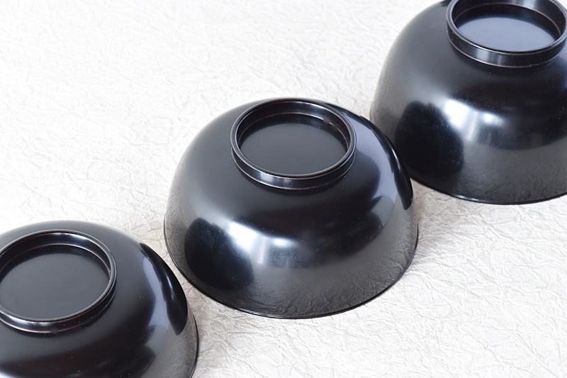 懐石料理道具 表阿弥 利休好真黒塗 会席家具 真塗 四つ椀 6客セット