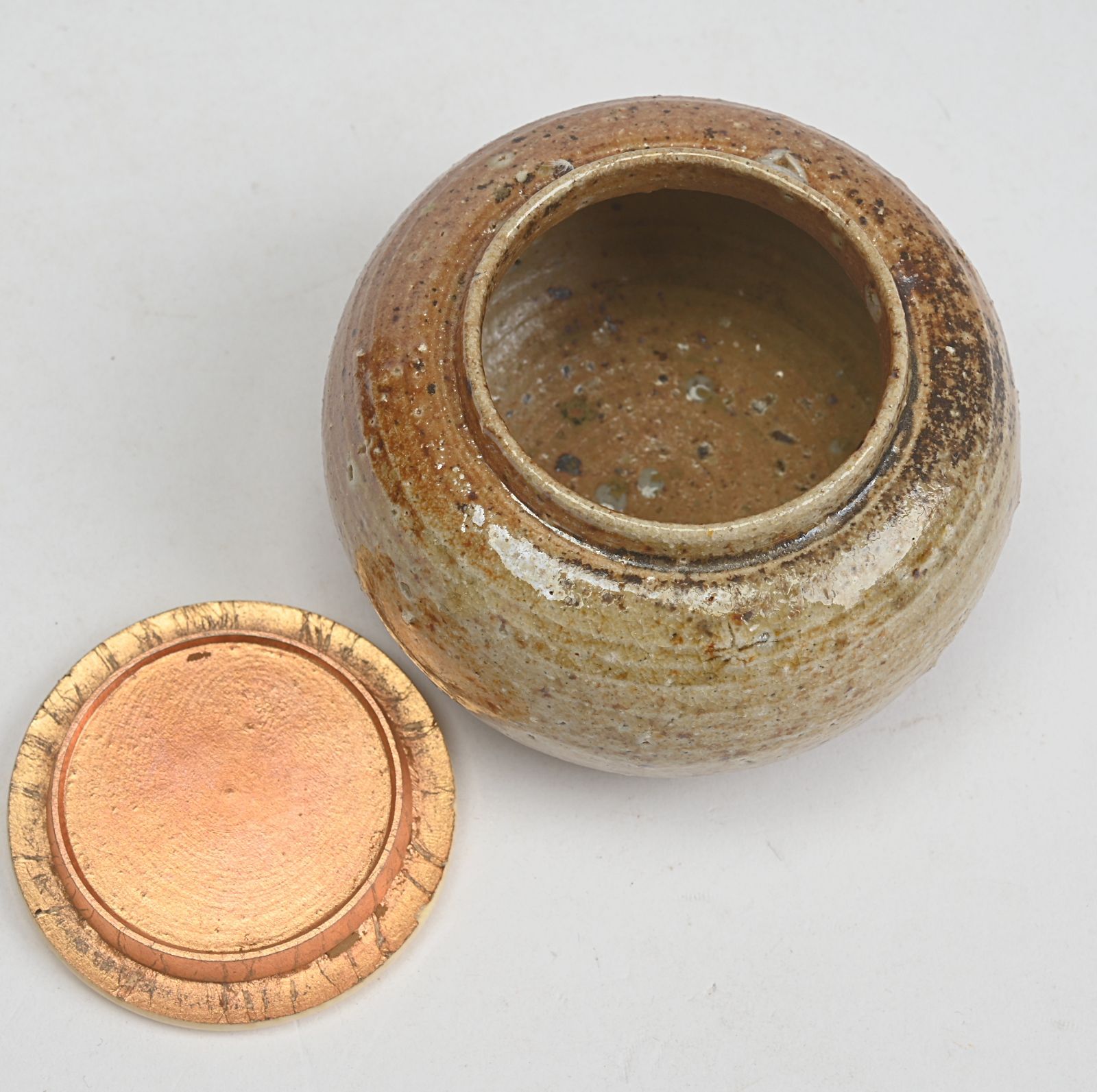 小売業者 上田寿方 信楽茶入 仕覆、共箱 茶道具 茶道具 信楽焼 上田寿