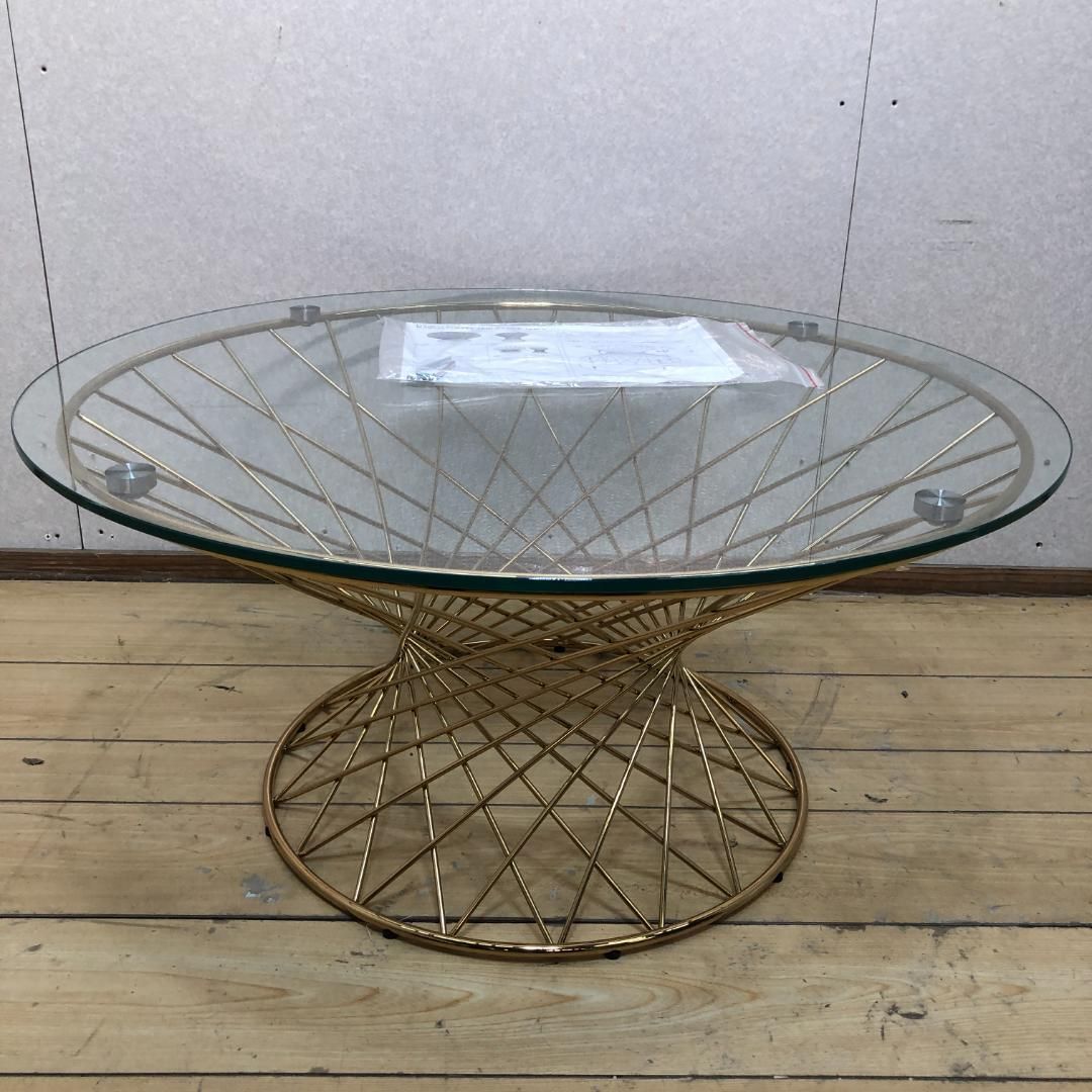 マーリア ダイニングテーブル クリア×ゴールド（φ800） | Francfranc