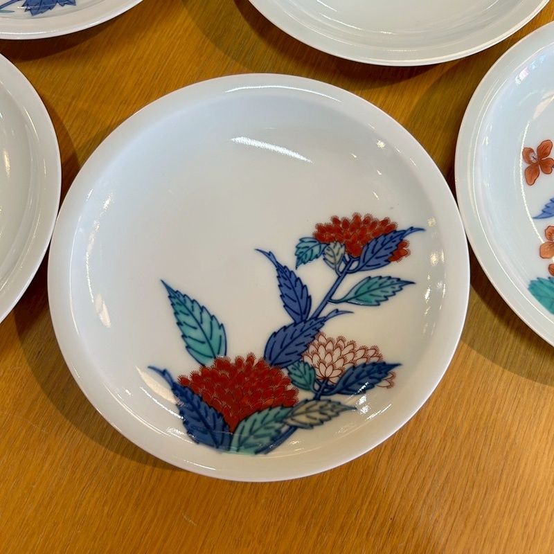 有田焼 十三代目今右衛門 錦桃花絵銘々皿5枚 有田焼 十三代目今右衛門