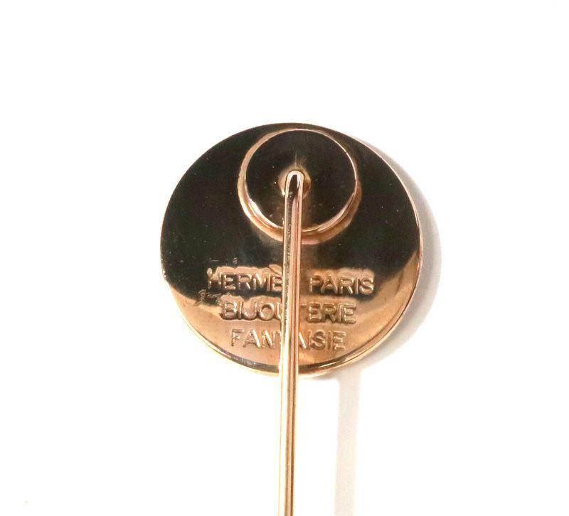 美品 節約 HERMES エルメス ピンブローチ セリエ ゴールドカラー