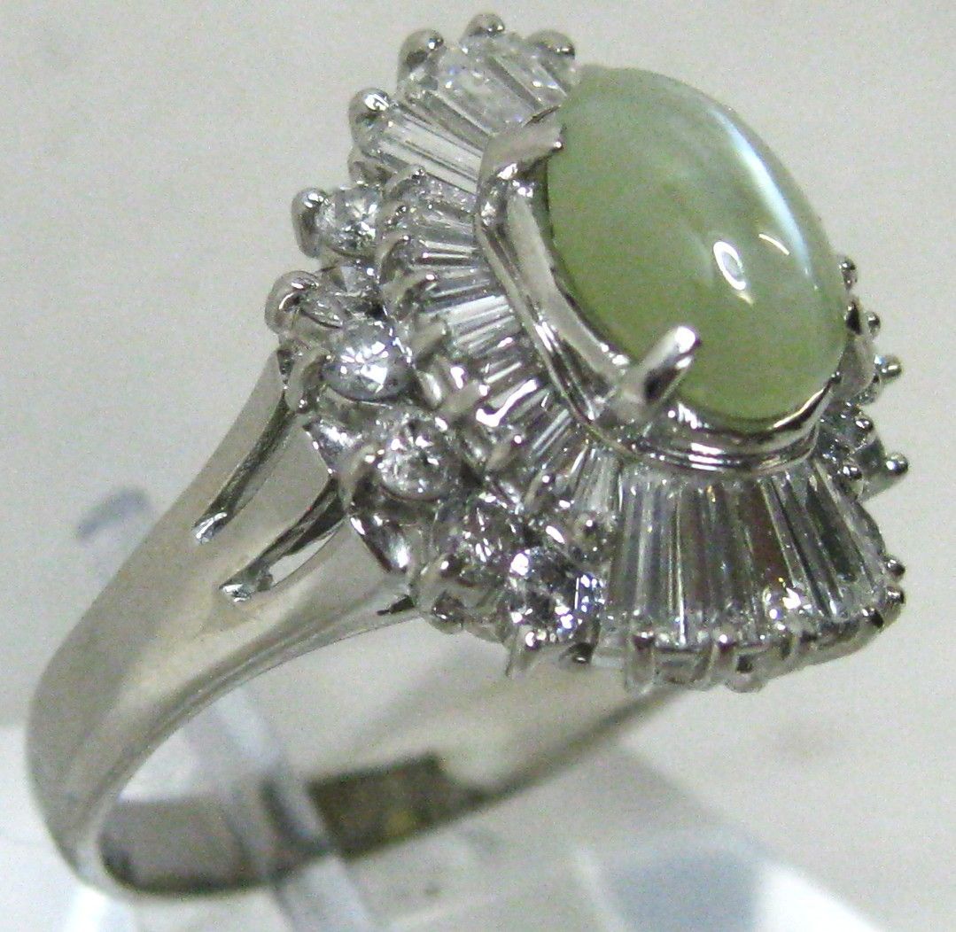 極美品Pt900プラチナリング キャッツアイ3.56ctダイヤ2.08ct#18 - メルカリ