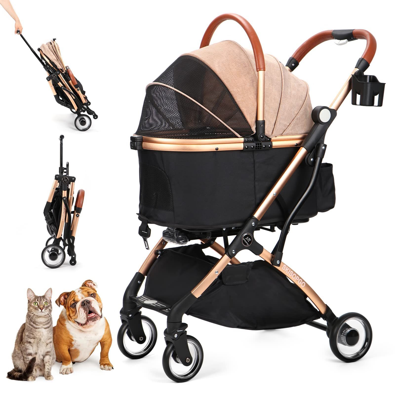 新商品 犬用カート 前輪360° 後輪ブレーキ付 折りたたみ 多機能 犬用