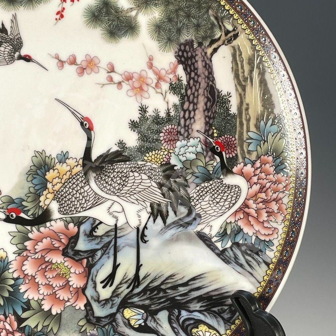 新年ギフト清乾隆粉彩松鶴図紋賞盤 景徳鎮 人気 陶磁器 装飾品 現代