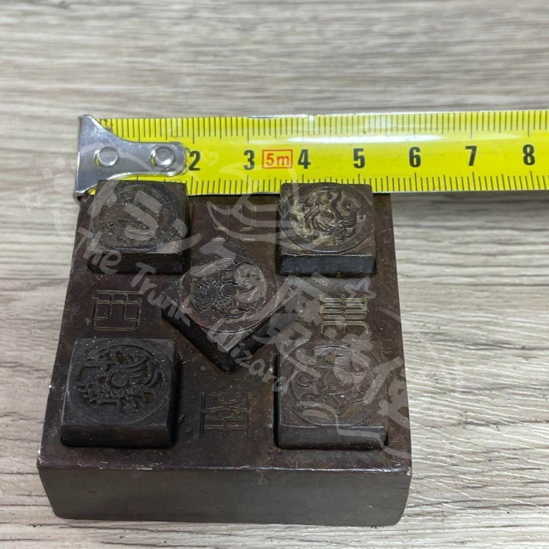 新年ギフト銅制 印章 五大神獣瑞獣印章 道家ルーン印鑑 書道具 文房具