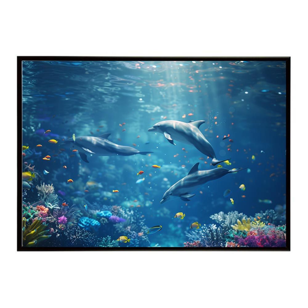 A1サイズ（約59x84cm）】【lh-poster-5901】イルカ 海 ブルー