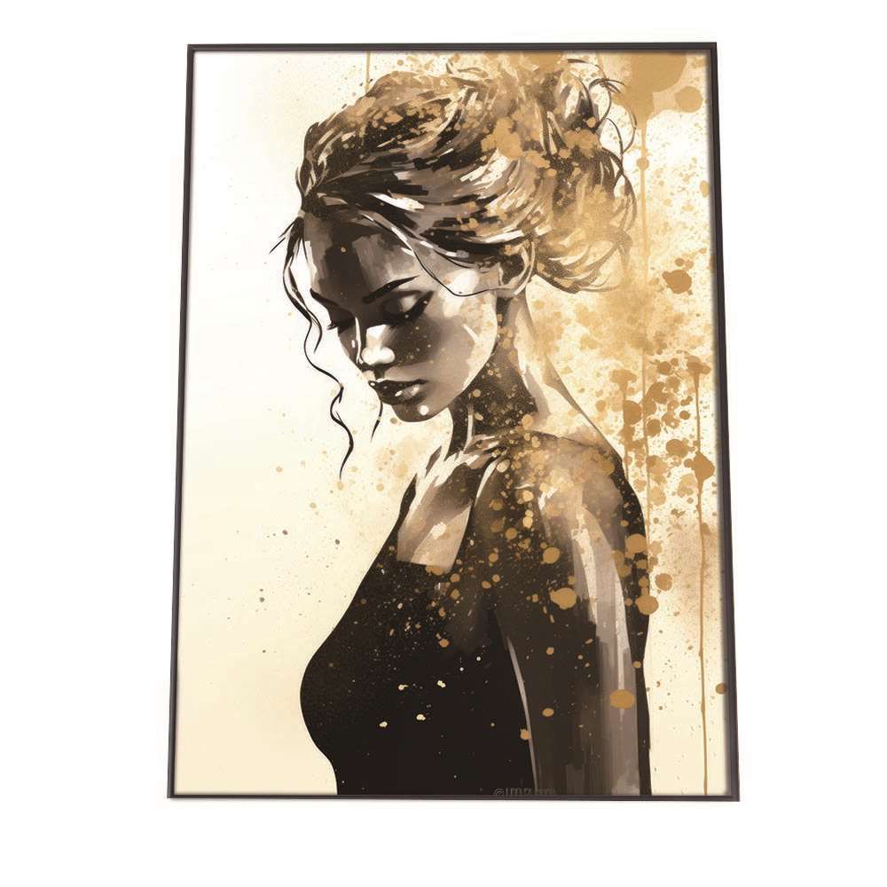 現代アート】絵画 女性シルエットポスター BIG SIZE ゴールドフレーム