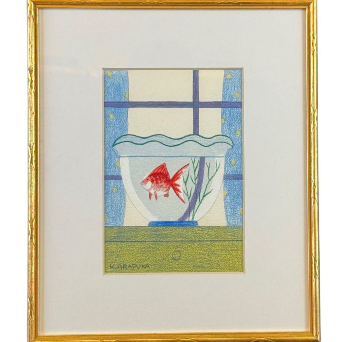 荒深和博 「金魚」水彩 SM号 名古屋画廊取扱 共シール 直筆サイン入り