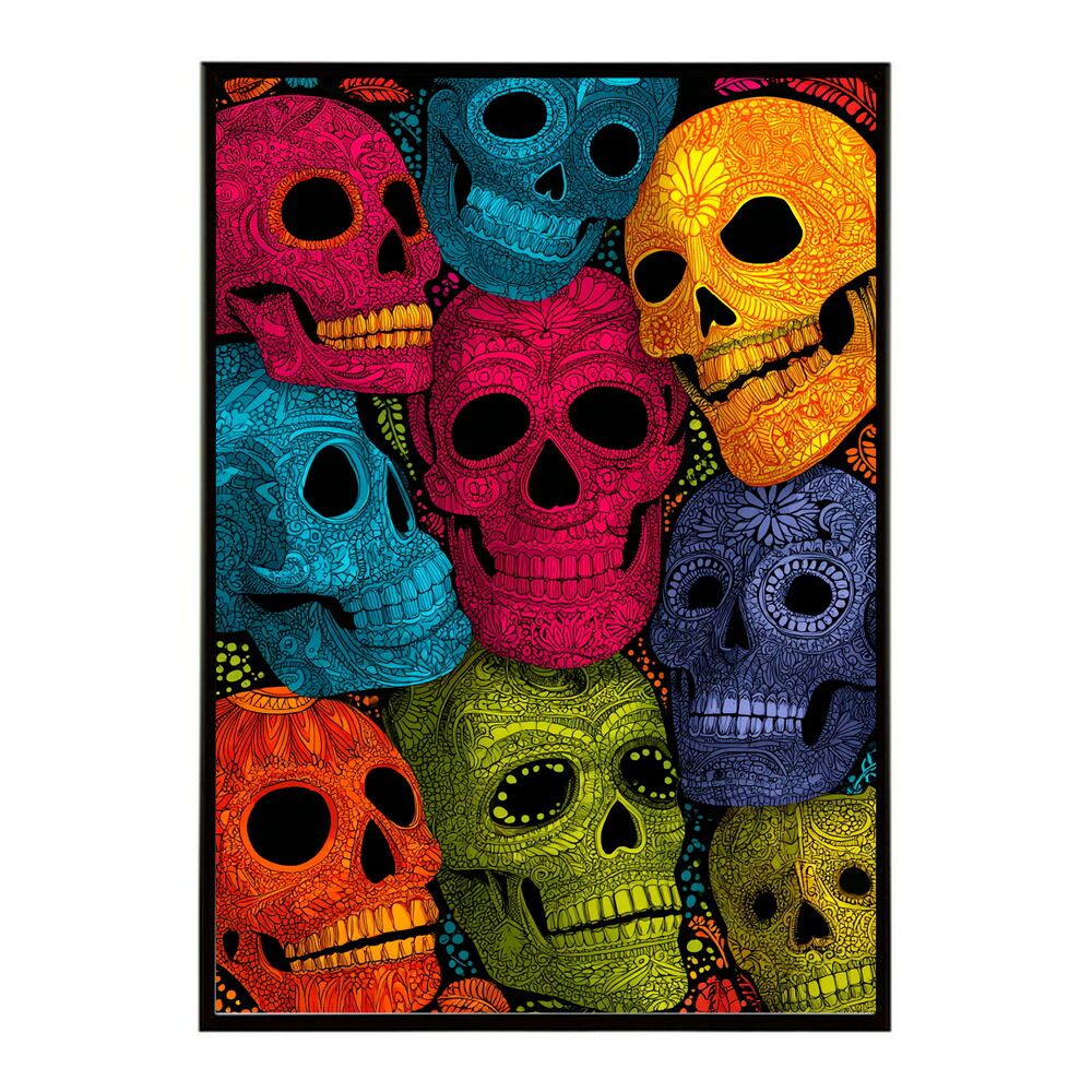 B2サイズ（約51x73cm）】【lm-poster-5440】【フレーム付き】ドクロ