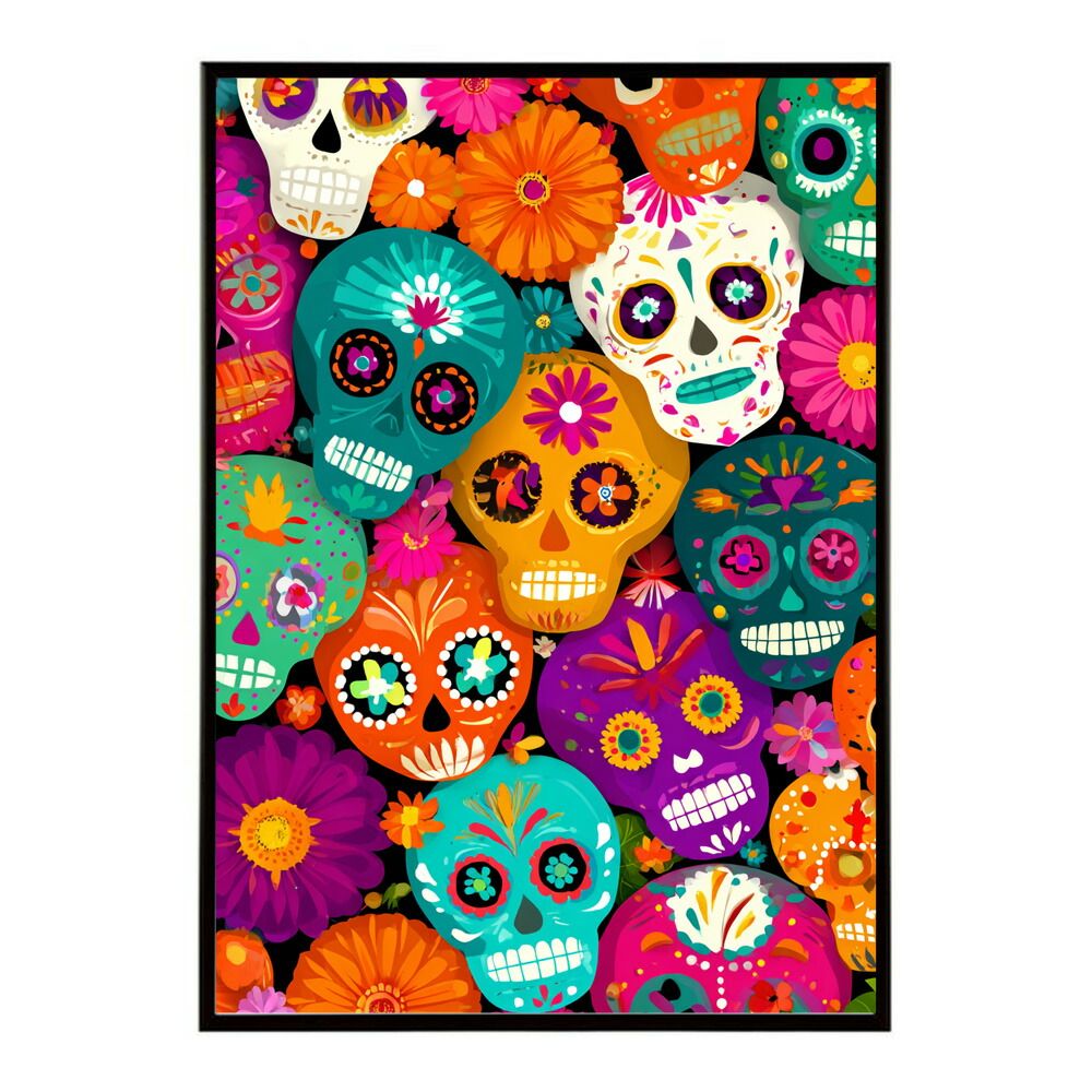 B2サイズ（約51x73cm）】【lm-poster-5130】【フレーム付き】ドクロ