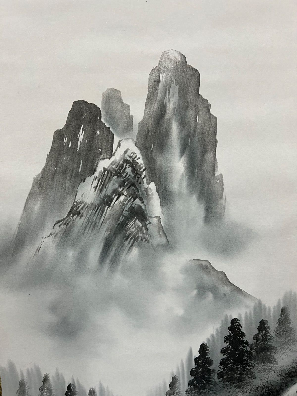 掛軸 / 水墨山水図】玉憔 風景画 最も安い 山水画 巻物 骨董品 掛軸 玉