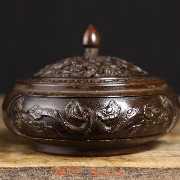 銅器 彫花平底薫炉 香薫炉 沈香檀香炉 工芸品 美術品 置物 注文