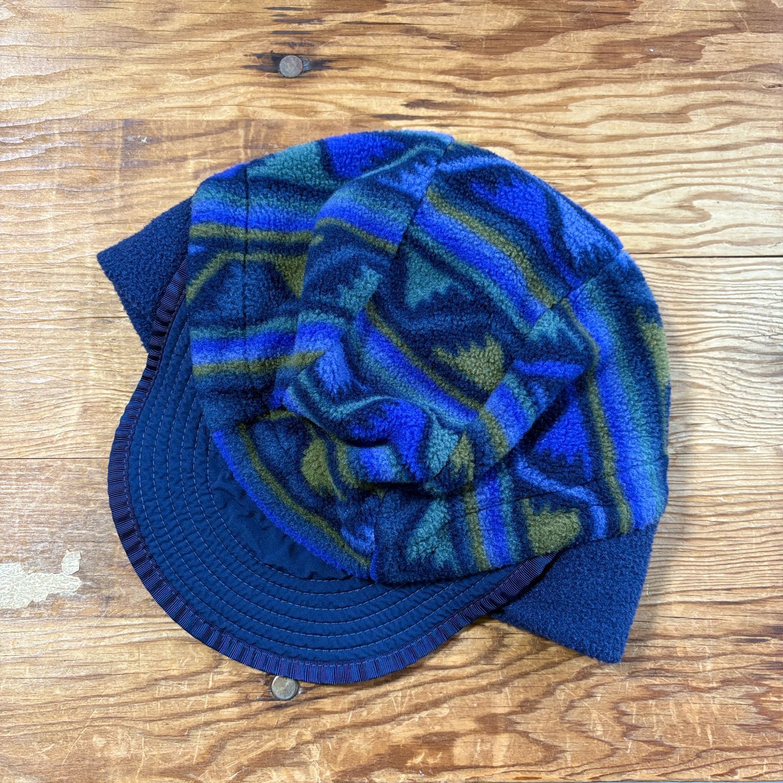 90s 1999年 USA製 patagonia Synchilla Duckbill Cap 【 navy pattern