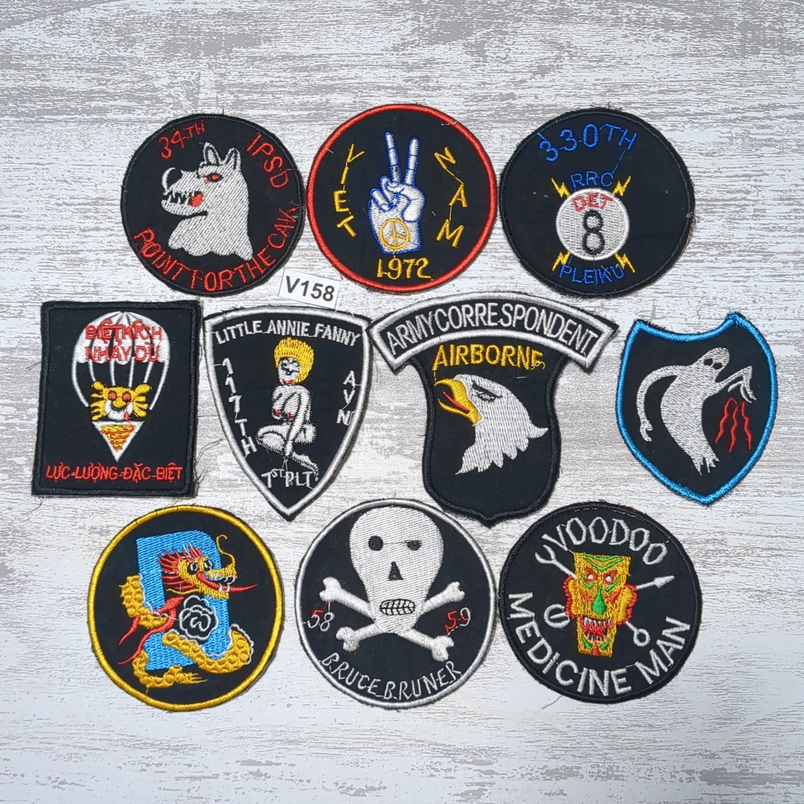 珍品冷戦実物 台湾軍 反中共救国軍ワッペン8枚ベトナ戦争CIA グリーン