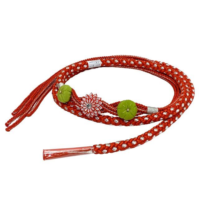 赤□シルク 定番人気□振袖5点セット 帯⁄帯あげ⁄帯