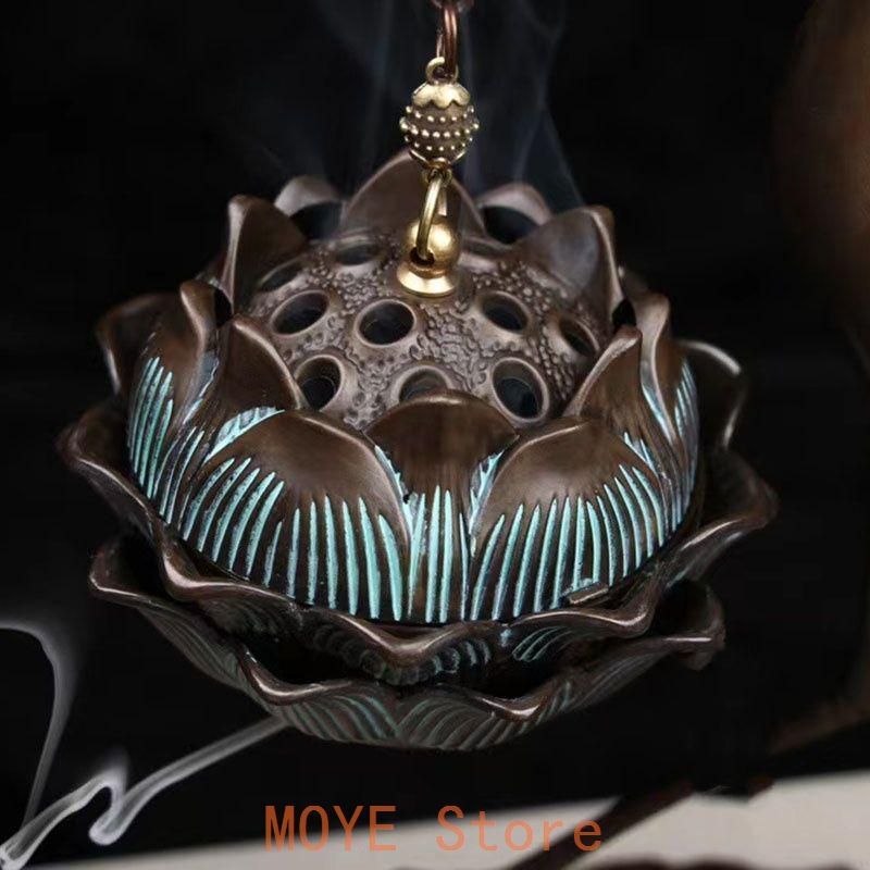 銅 細工 鶴蓮華薫製香炉 炉弔り 執務室 応接間 茶室 書斎薫香炉 工芸品