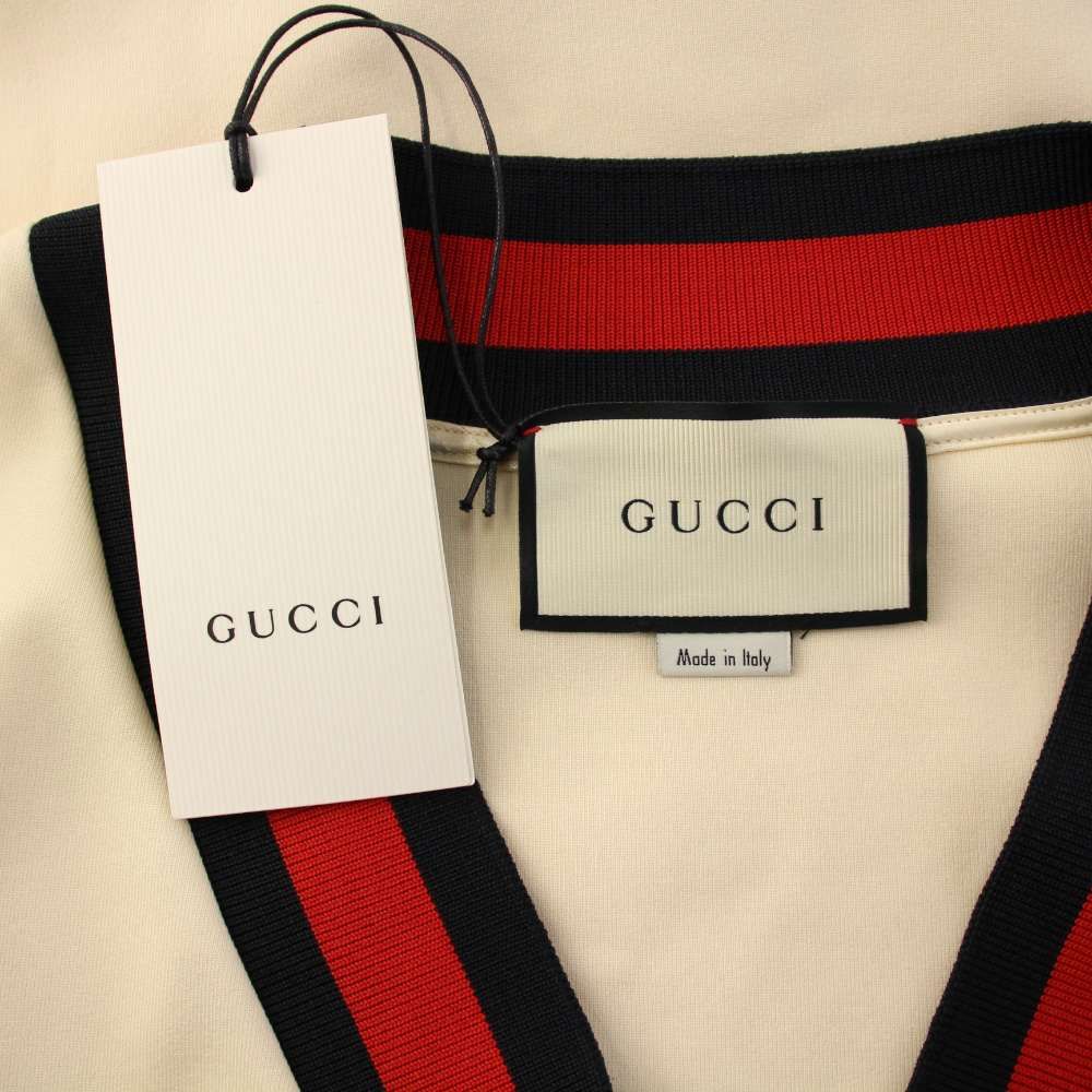グッチ GUCCI タグ付き Vネックウェブラインワンピース 七分袖 ひざ丈
