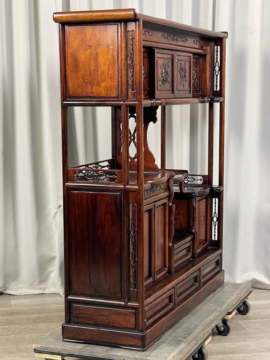 GT06 唐木家具 花梨材 総無垢 飾り棚 違い棚 / 飾棚 違棚 中国 茶棚