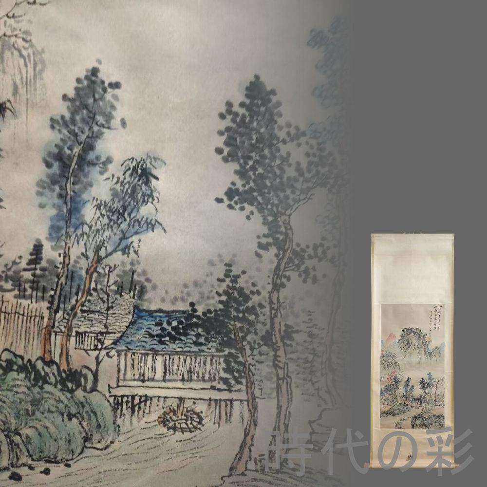 中国古美術 明時代の絵 仇英作 掛け軸 鳥図 骨董品 BD061A12-4