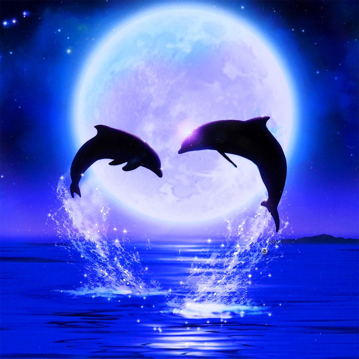 ラッセン ミスティックライトツインズ 動物画 版画手彩 ダイヤ3個付