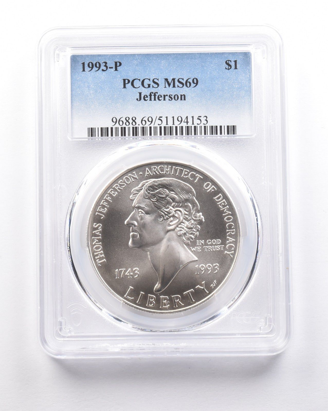 1993-P ジェファーソン記念ドル MS69 PCGS レインボー Td *5304 - メルカリ