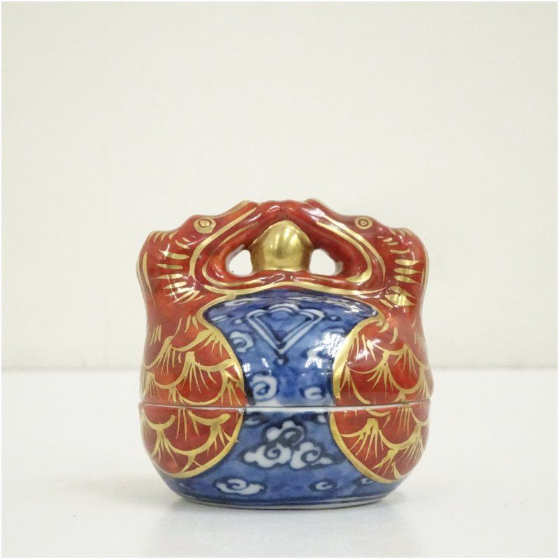 京焼 高野昭阿弥造 金襴手木魚香合（共箱） 茶道具 茶道 香道 香道具