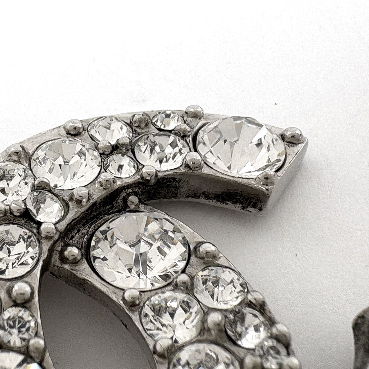 シャネル CHANEL ココマーク ラインストーン ブローチ メタル シルバー