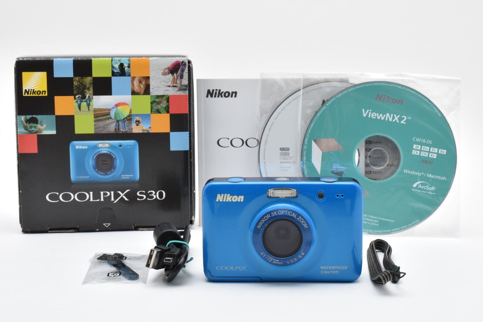 □ 美品 □ ニコン NIKON COOLPIX S30 ブルー 《動作確認済・付属品