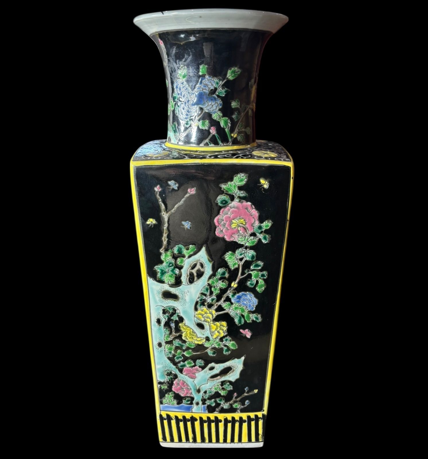 大清康熙年製 粉彩 四方花瓶 時代物 壺 中国 フラワーベース 花瓶 花器