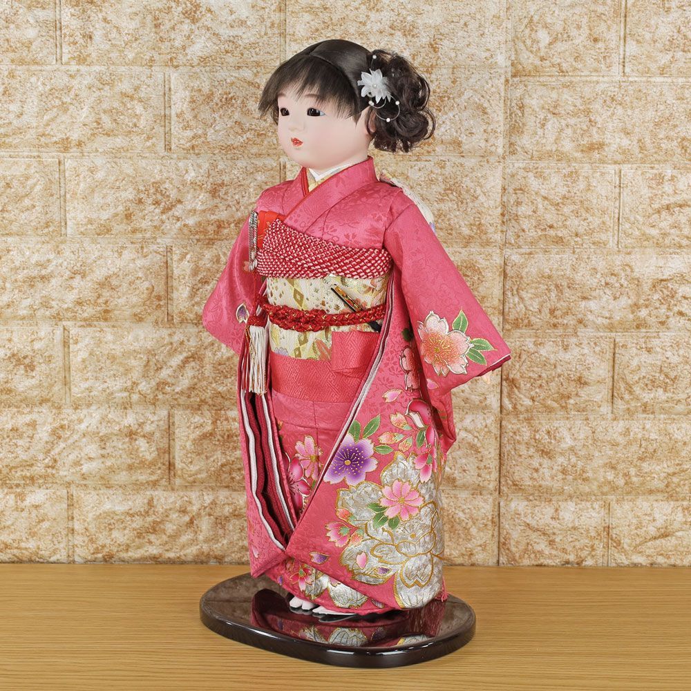 市松人形 13号(金彩友禅 市松人形 ピンク NAJM2509-90)お出迎え人形