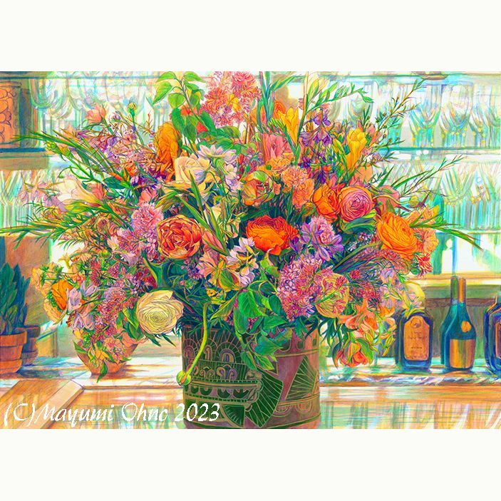 美しい油彩画 花のアレンジメント 美しい油彩画 花のアレンジメント