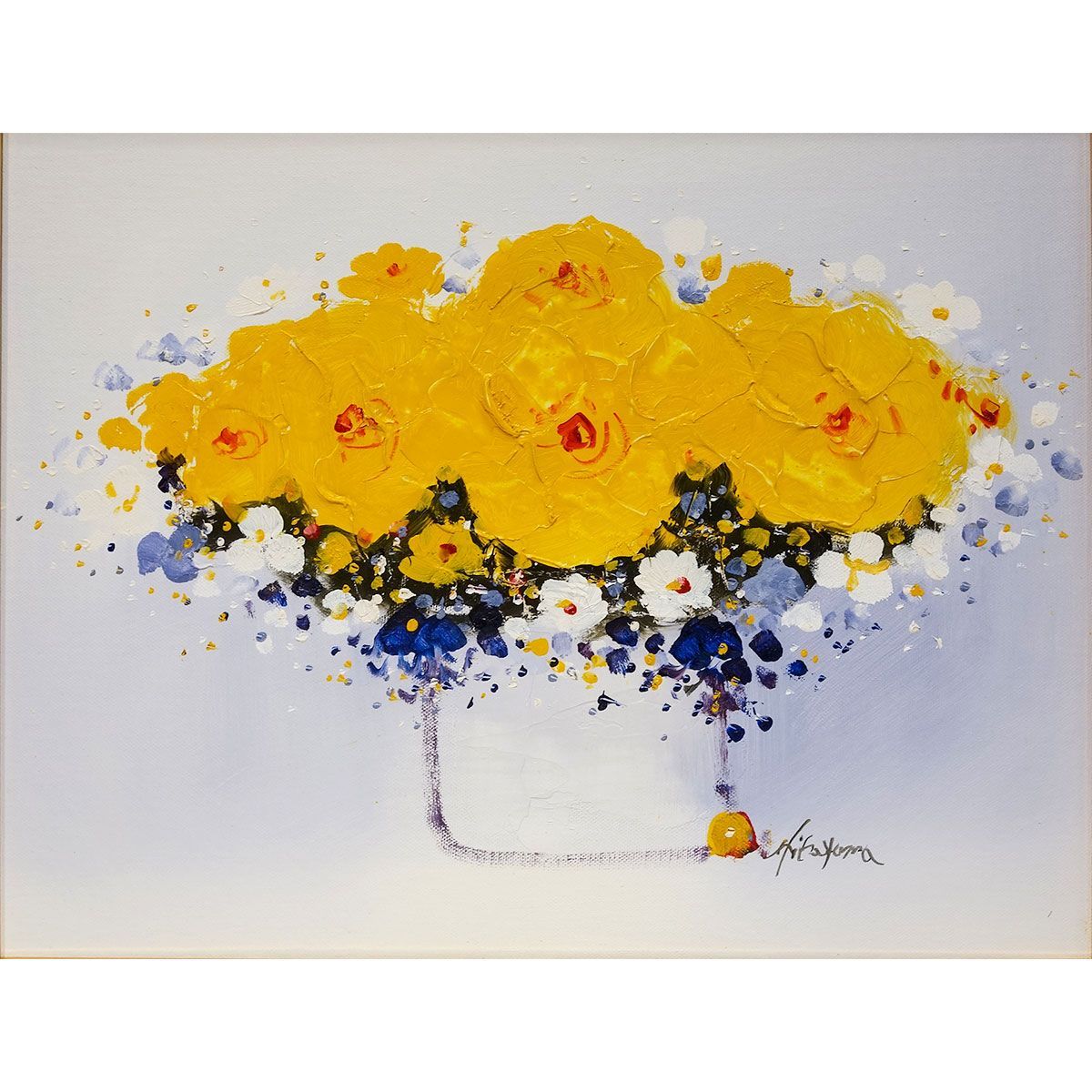 平山講平 油彩 花 の絵 油彩画 岐阜県出身 慶美会会員 花の作品 30号