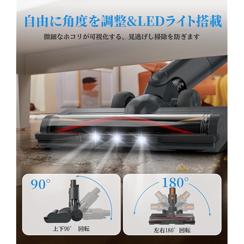 掃除機 コードレス【45000pa強力吸引・60分連続稼働】CEUKOZ