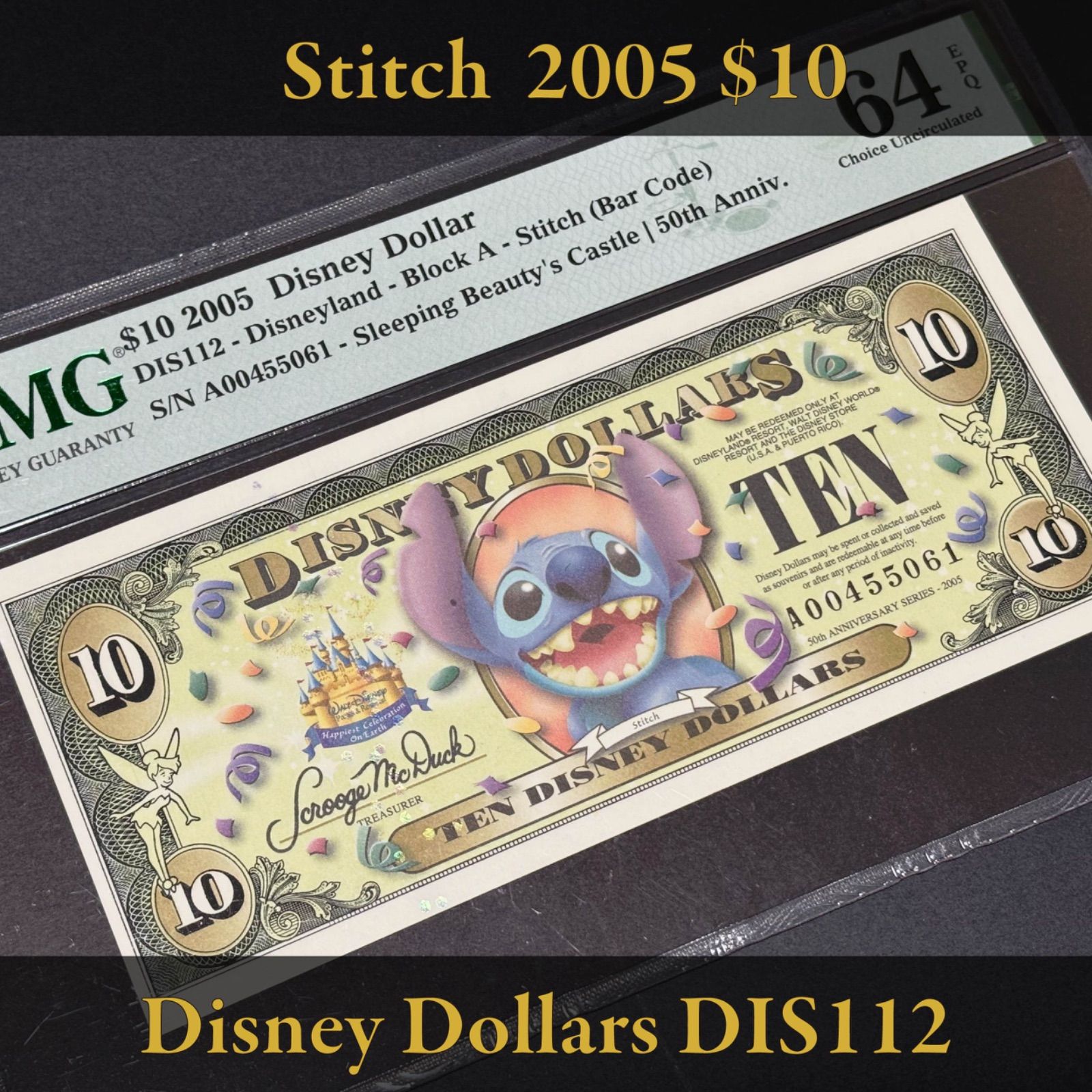 PMG64】ディズニーダラー 2005年 10ドル スティッチ シリーズA バー