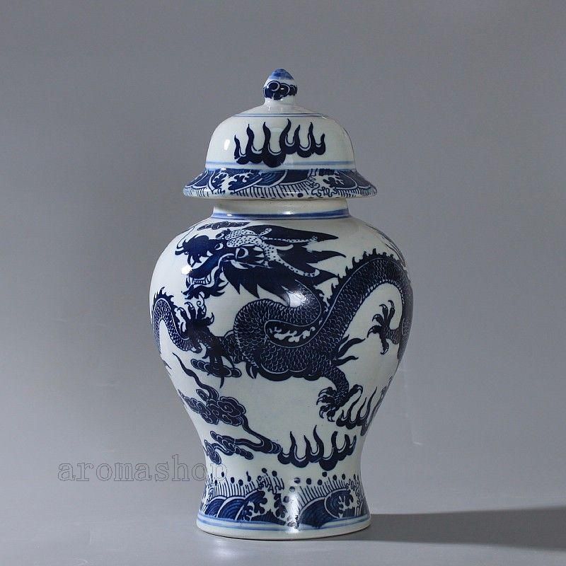 康熙藍地パステル人物将軍缶 景徳鎮 陶磁器 装飾品 現代工芸品