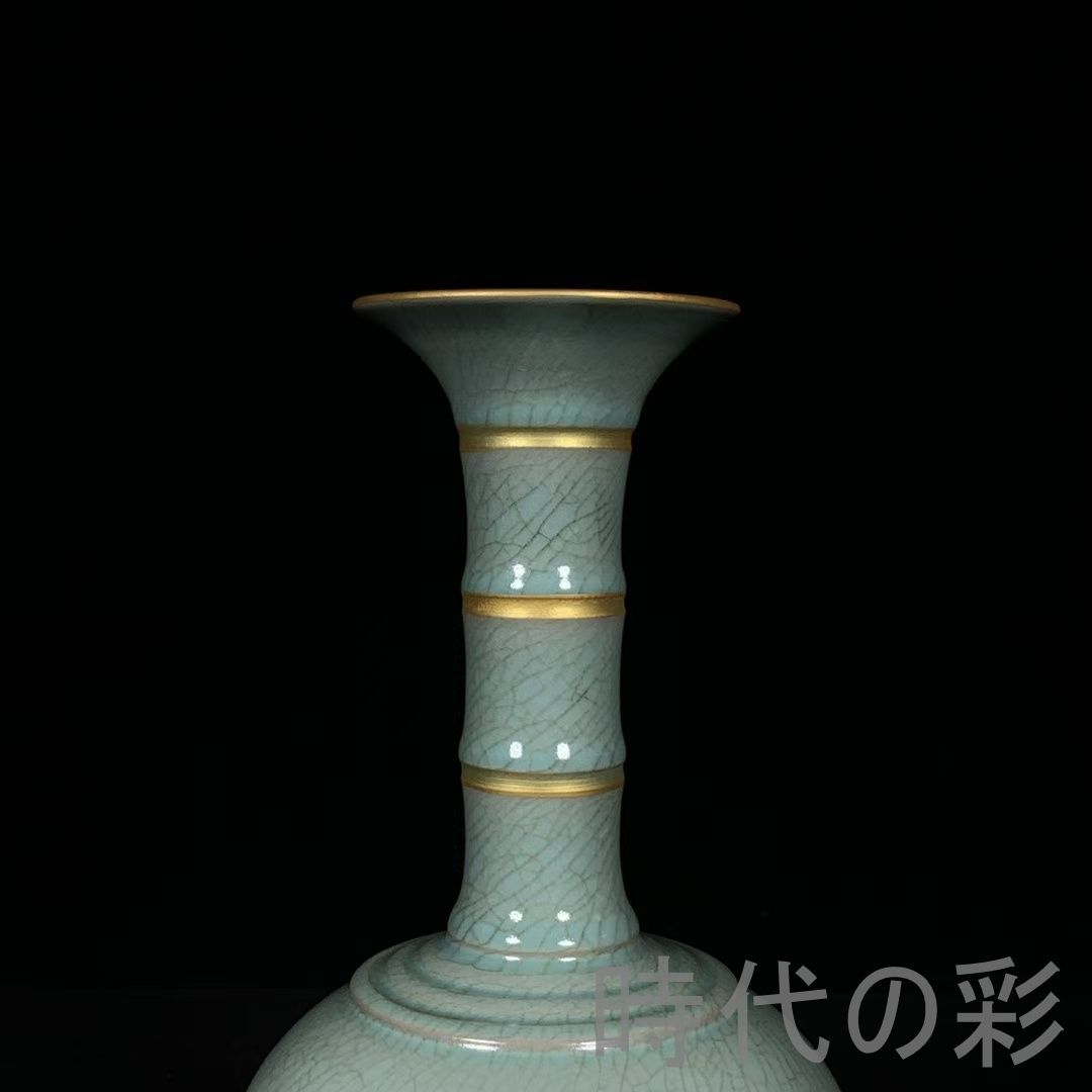 中国古美術 【青磁葫蘆瓶 高麗青磁 徳利 南栄時代 官窯 陶磁器 】高さ