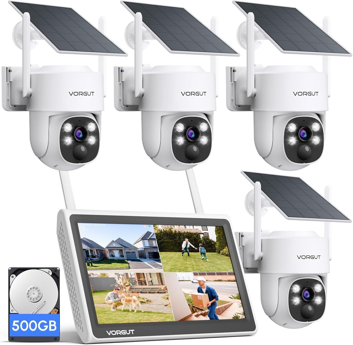 防犯カメラ 屋外 ソーラー 4台セットモニター付き 監視カメラ ソーラー
