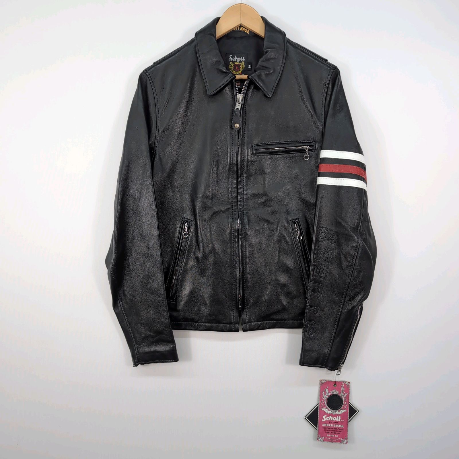Lサイズ⭐︎schott✖️stussy シングルライダースジャケット STUSSY