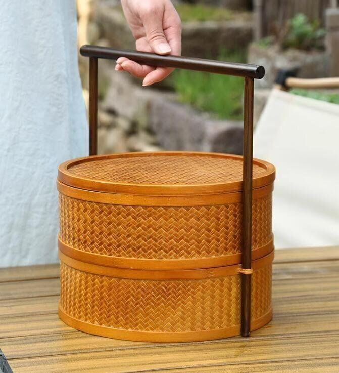 收納盒 竹編細工籠 竹細工 竹工芸 手作り 提籃籠 茶道具 收納 籃