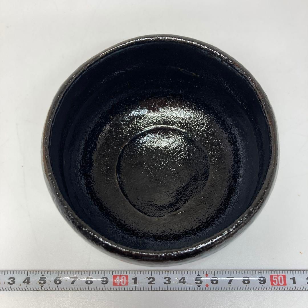 佐々木松楽造 黒楽茶碗 販売 銘有箱書共箱 横幅11.7㎝ 東Y5-0921①