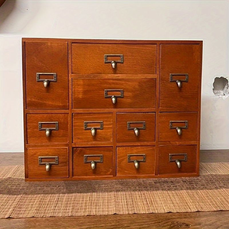 古い木製の茶箪笥 収納棚 小引き出し7杯 古い木製の茶箪笥 収納棚 小