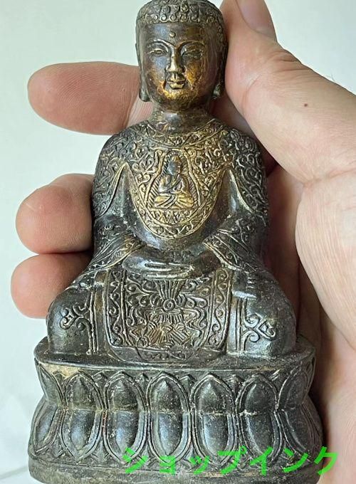 仏教美術 中国 仏像 バックライト観音様 小仏像 銅製 銅器