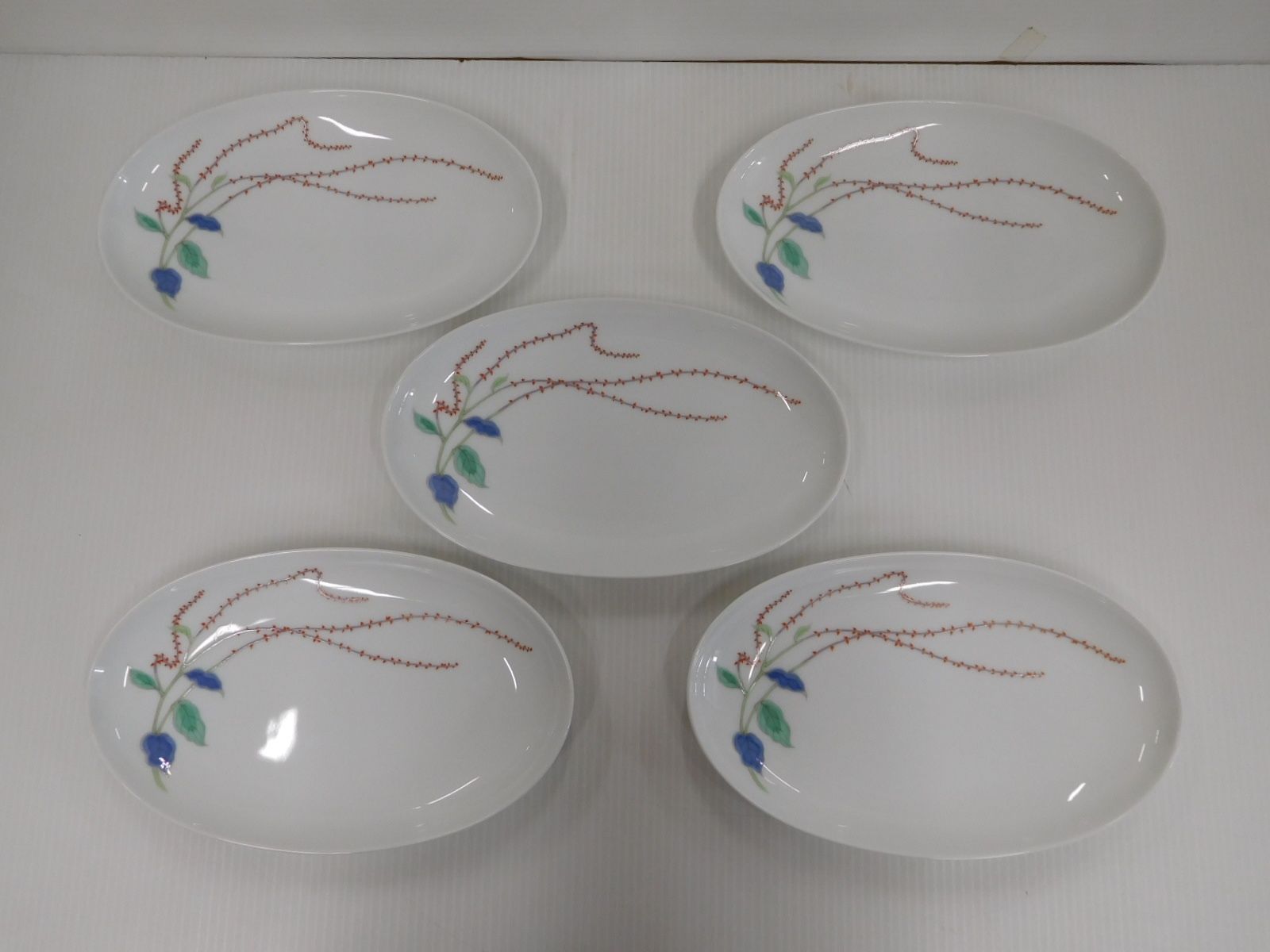 深川製磁 有田焼 皿 水引草 楕円皿 5枚