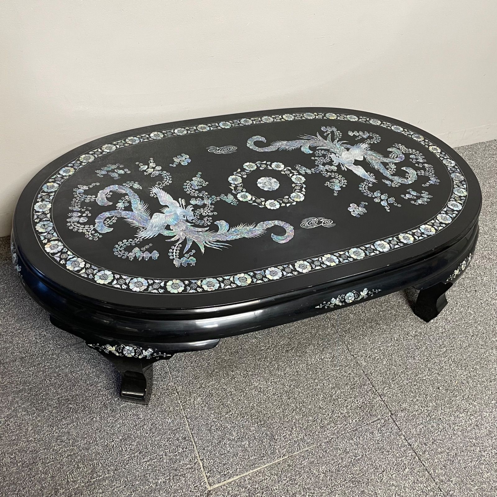 taka】定価65万 螺鈿細工 鳳凰 木製漆塗り テーブル 机 taka】定価65万