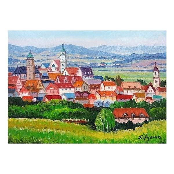 真作】絵画 西澤栄一 油彩6号 千曲川 色彩豊かな風景 自然の息吹 U44