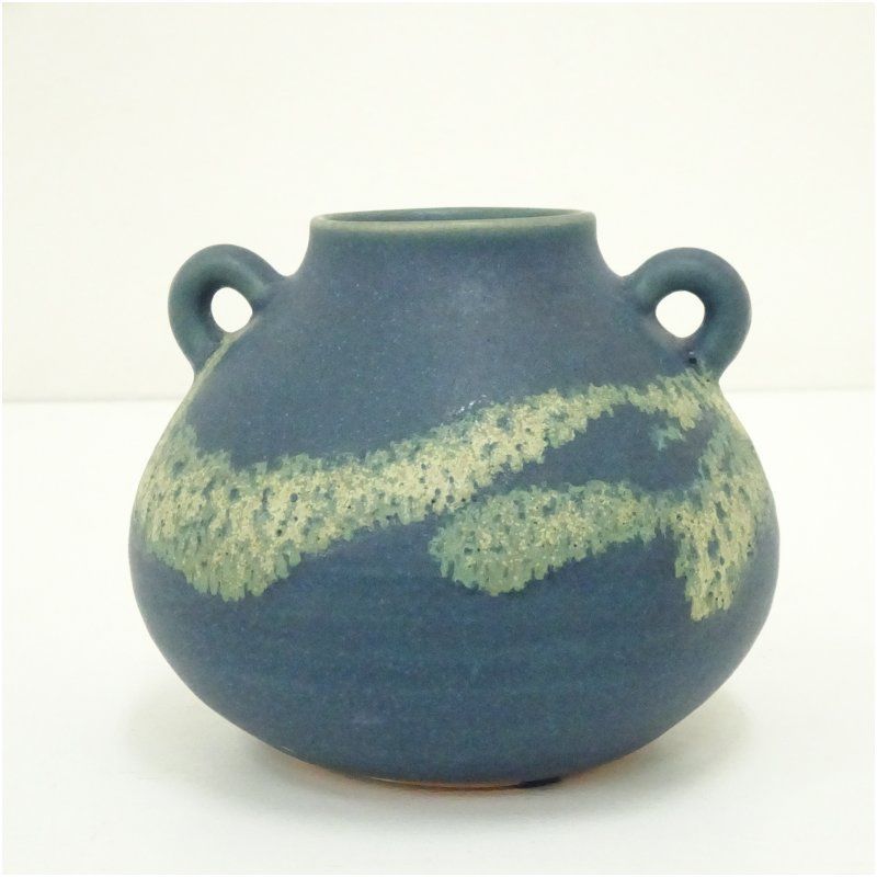 京焼 谷口良三造 碧燦耳付花瓶（共箱） 花器 おしゃれ 節約 かわいい