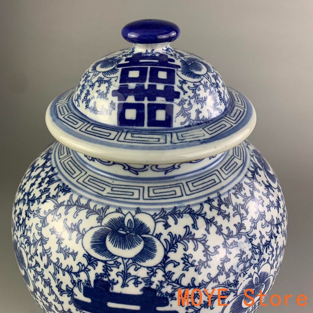 清乾隆青花纏枝紋将軍缶 景徳鎮 陶磁器 装飾品 現代工芸