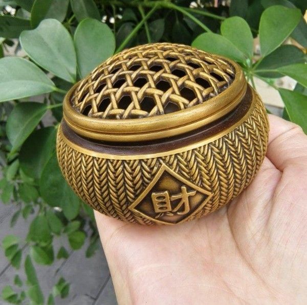 銅製 蘇工蓮華薫香炉 銅香炉 檀香炉 茶台香道具 装飾品 工芸品 置物