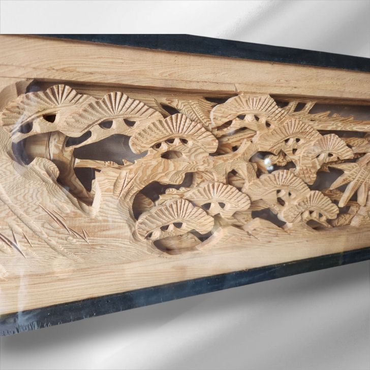 送料込み】希少☆欄間 2点セット 建具 木彫り彫刻 日本伝統工芸品 松